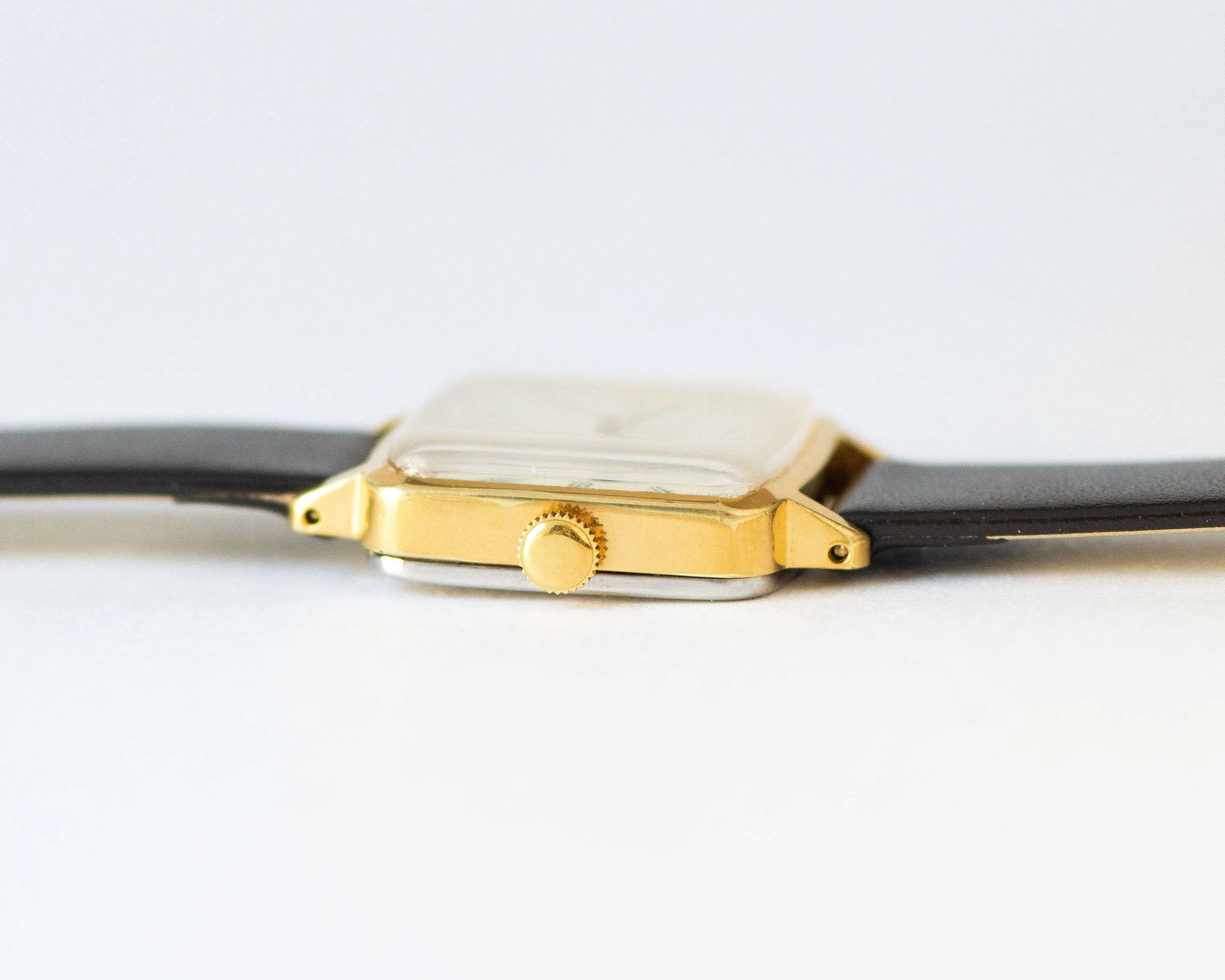 Women's watch Roman numerals Dawn vintage, square wristwatch gold plated, women's watch classic jewelry gift, new premium leather strap