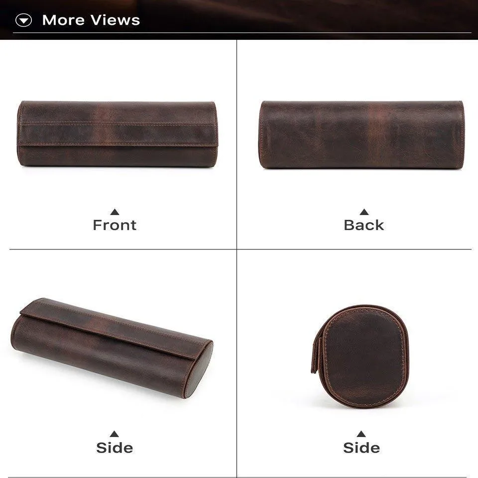 Woosir Leather Watch Roll Case for Men for 3 Watches