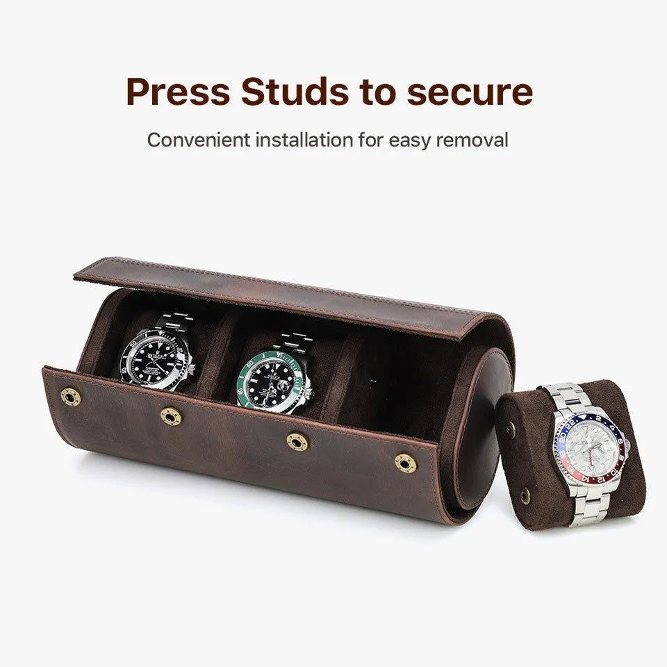 Woosir Leather Watch Roll Case for Men for 3 Watches