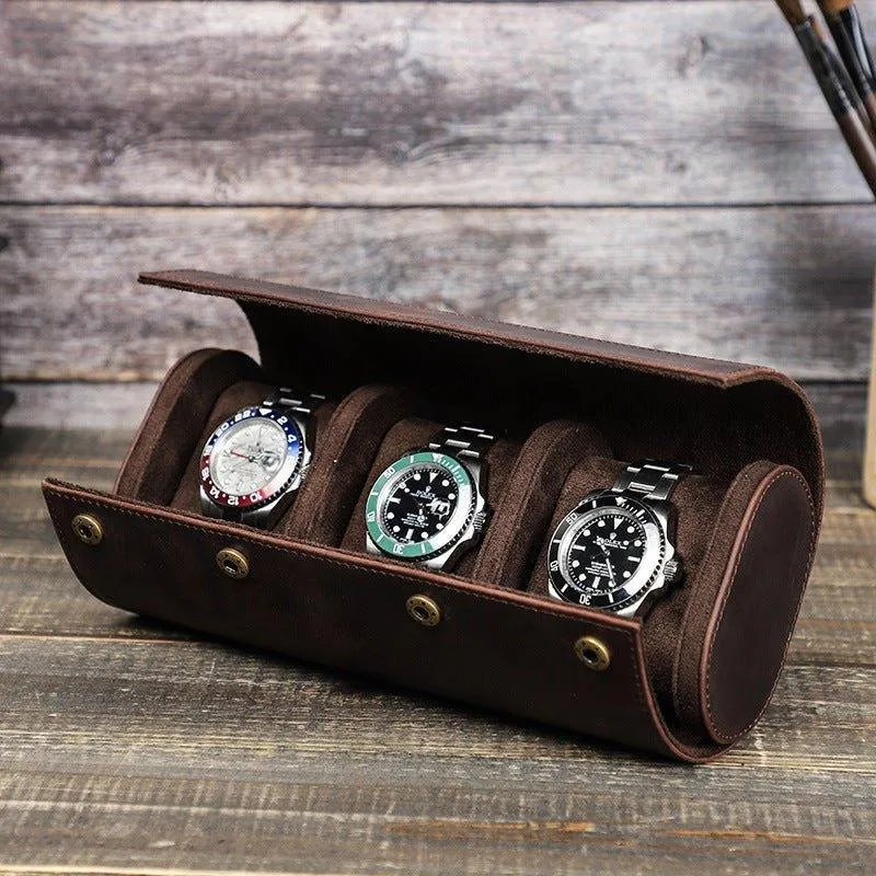 Woosir Leather Watch Roll Case for Men for 3 Watches