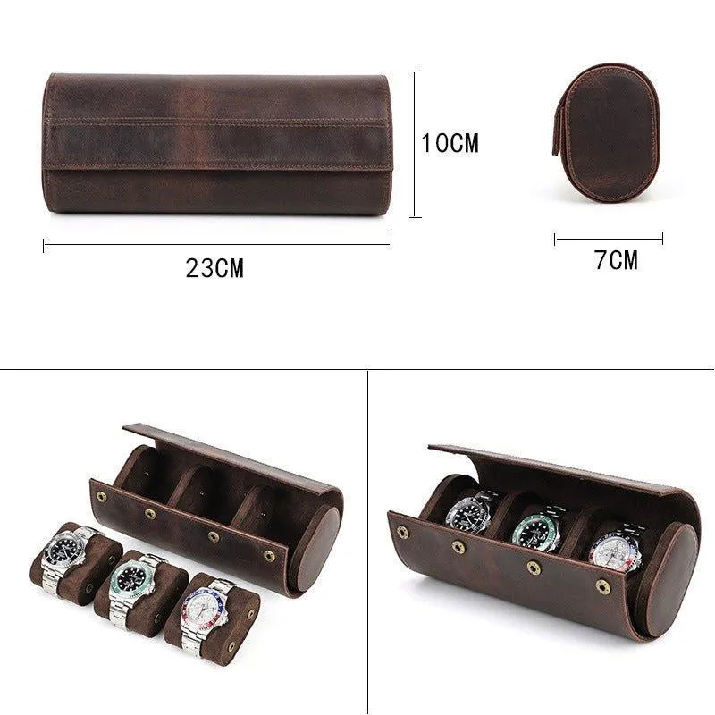 Woosir Leather Watch Roll Case for Men for 3 Watches