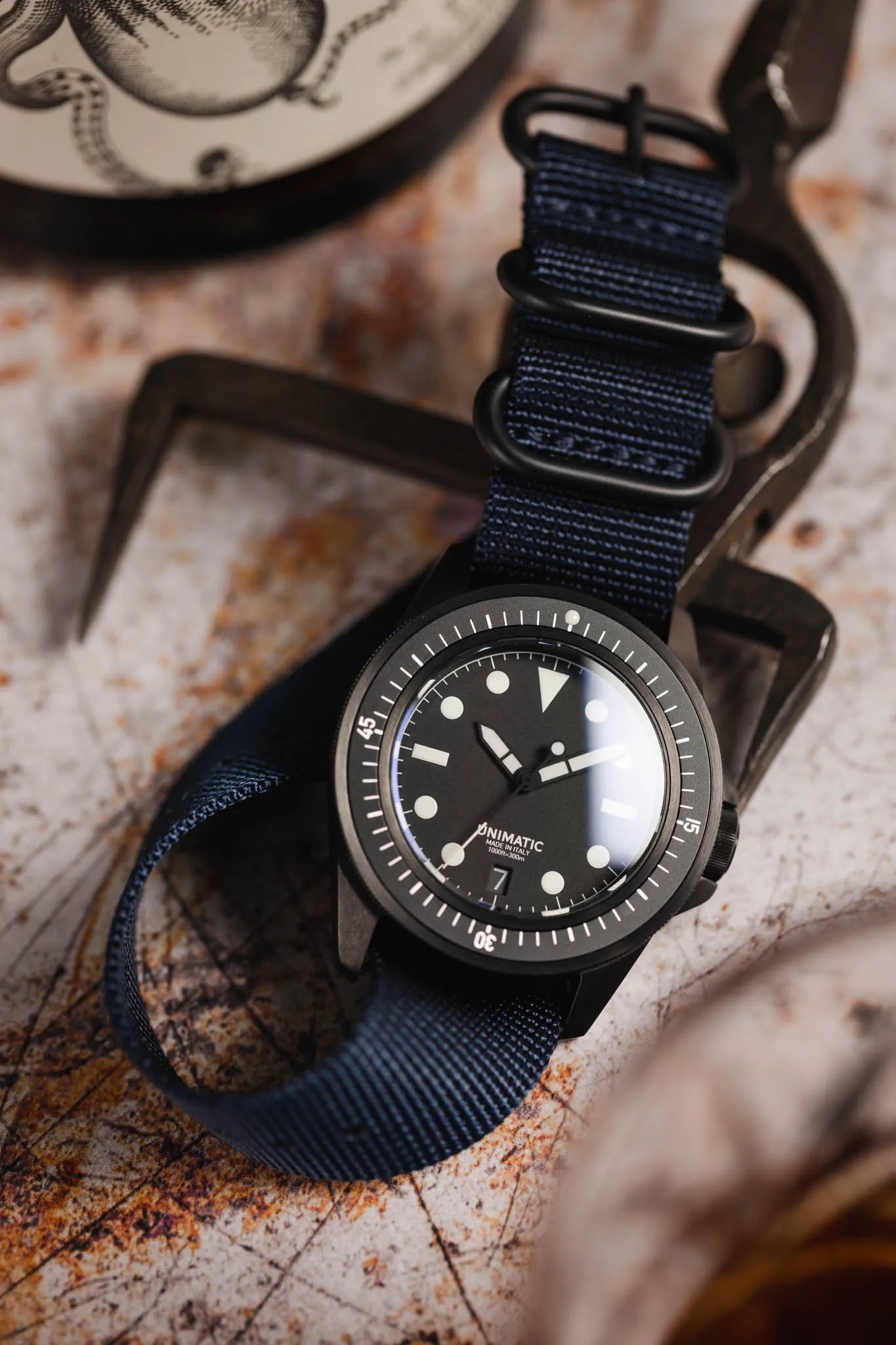 ZULU Nylon Watch Strap with 3 PVD Rings in DARK BLUE