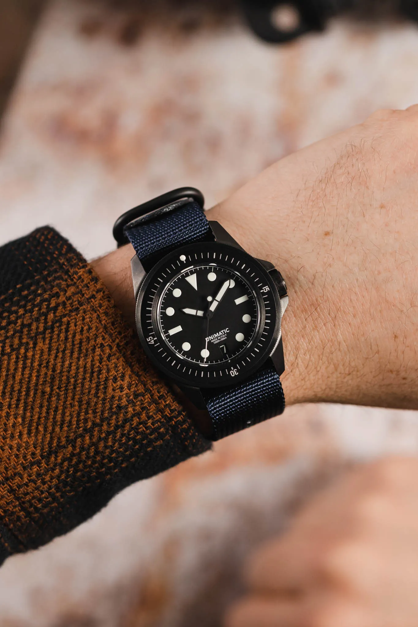 ZULU Nylon Watch Strap with 3 PVD Rings in DARK BLUE
