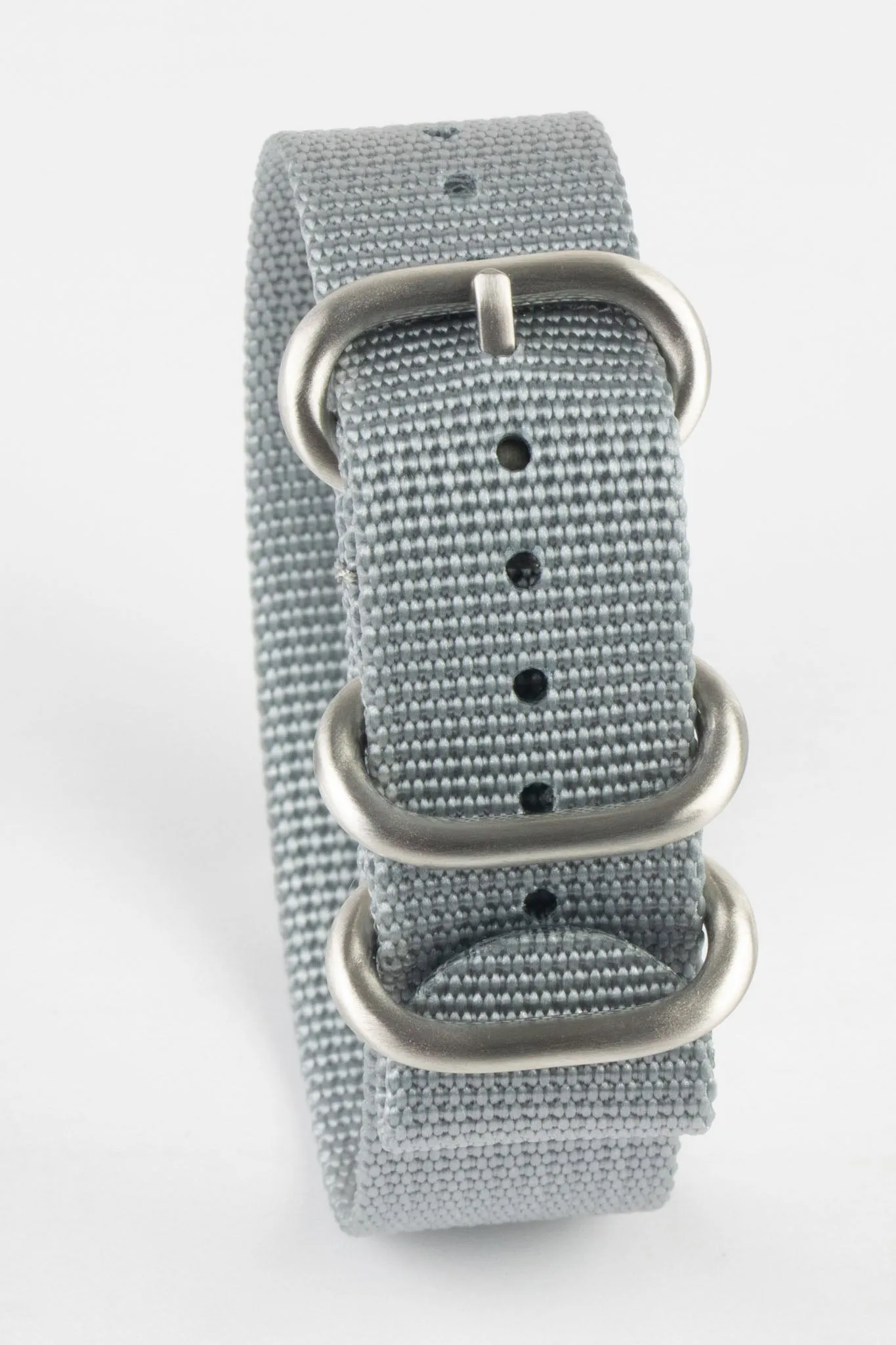 ZULU Nylon Watch Strap with 3 Steel Rings in GREY